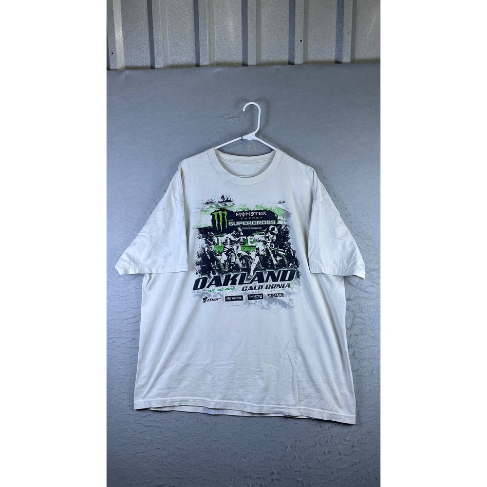 Monster Energy Supercross T Shirt Mens XL White Fair Oakland 2016 Motocross Tee
